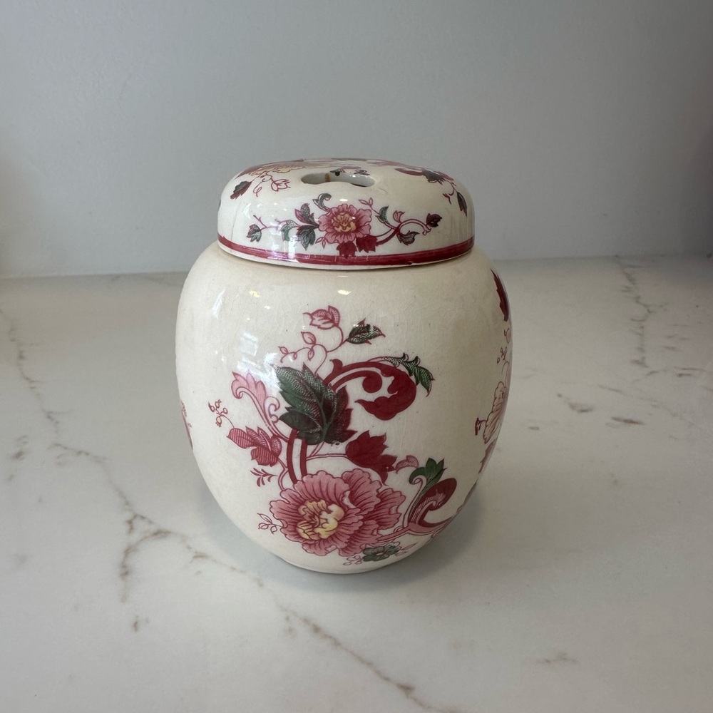 Vintage Floral Ceramic Potpourri Jar with Cut-Out Lid